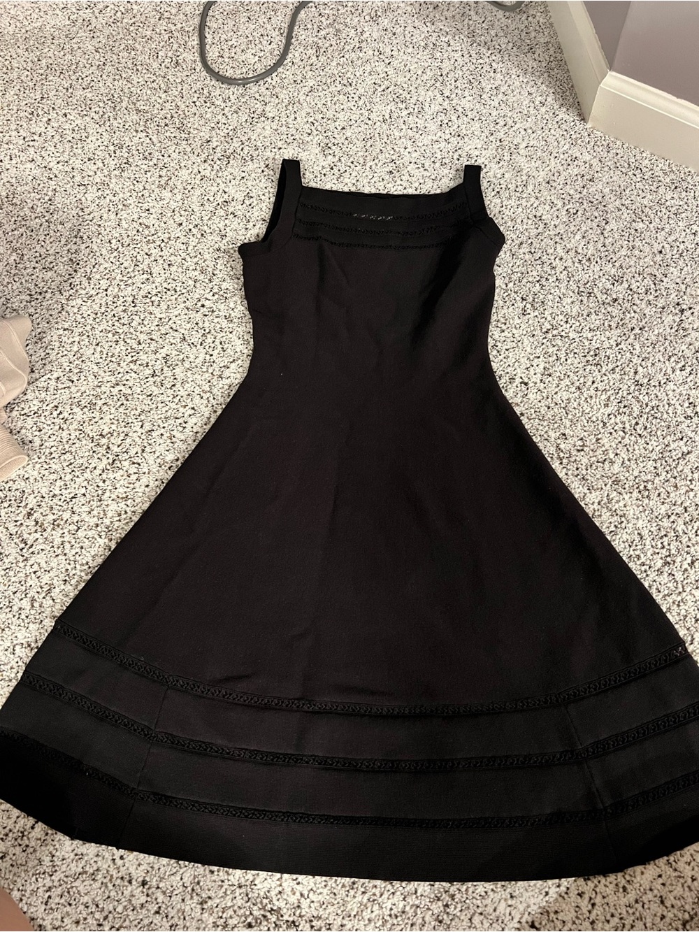 kate spade Black Midi A-Line Dress with Trim Detail